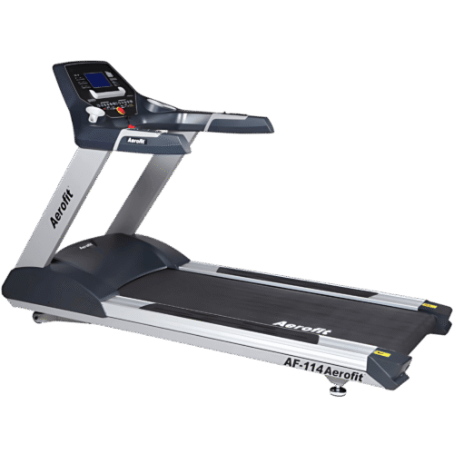AEROFIT AF-114 Commercial Treadmill from Metro Sports with sturdy frame, wide running belt, advanced digital console, and ergonomic handrails for gyms.