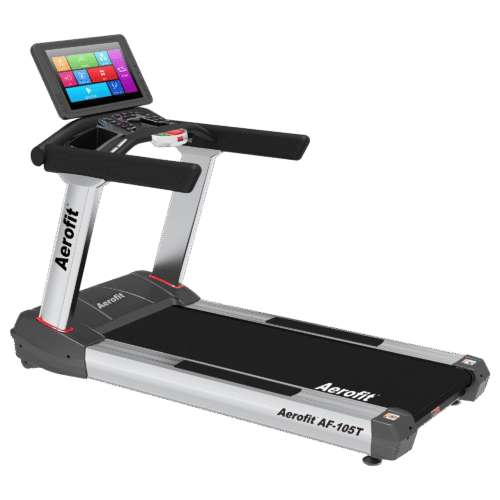 AEROFIT AF-105 TFT treadmill with touchscreen display and advanced fitness programs