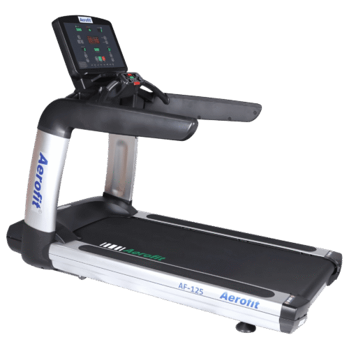 Aerofit AF-125 Treadmill with LED display, speed controls, and comfortable handles.