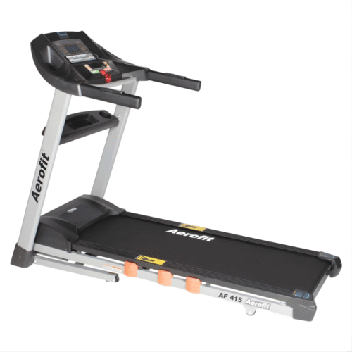 Aerofit AF-415 Treadmill with a wide black running black and digital console.