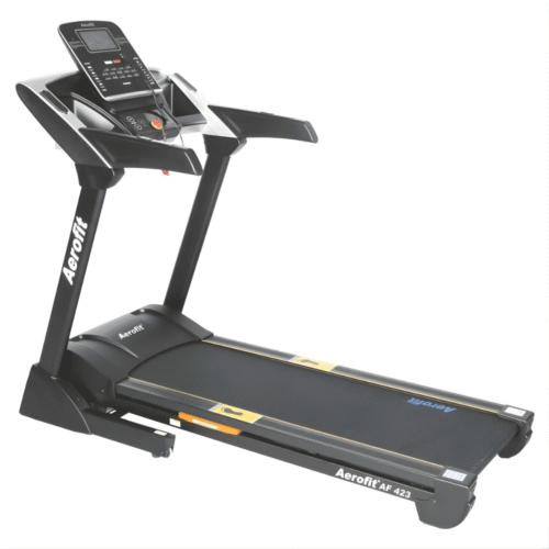 The Aerofit AF-423 Treadmill with wide running deck, digital console to track your progress I Available at Metro Sports