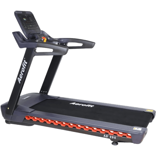 Aerofit AF-124 Treadmill featuring advanced digital console and built-in speaker.