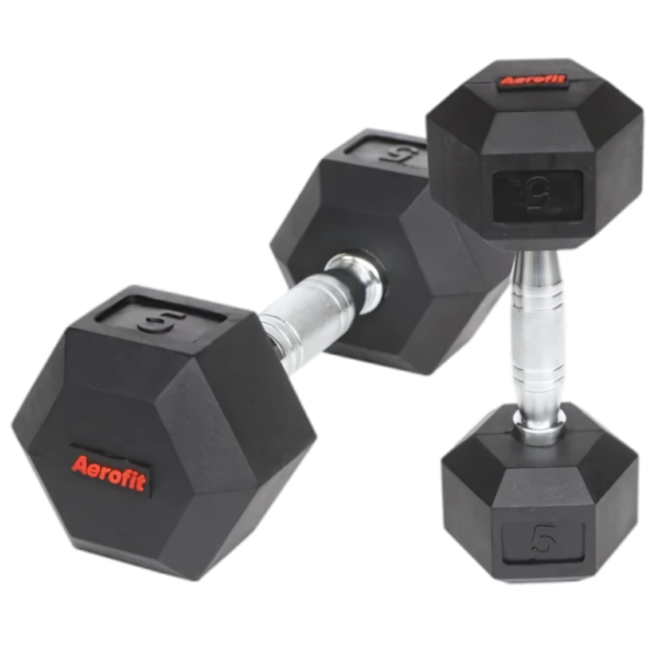 RUBBER HEAD CHROME HEX DUMBBELLS