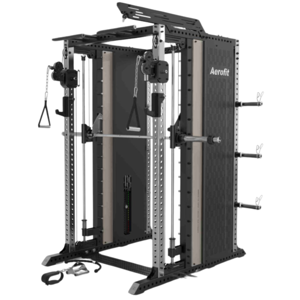 AEROFIT AF-2315 SMITH MACHINE HALF RACK COMBO (WITH LAT PULL DOWN ATTACHMENT)