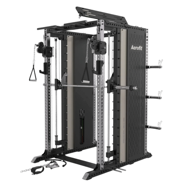AEROFIT AF-2315 SMITH MACHINE HALF RACK COMBO (WITH LAT PULL DOWN ATTACHMENT)