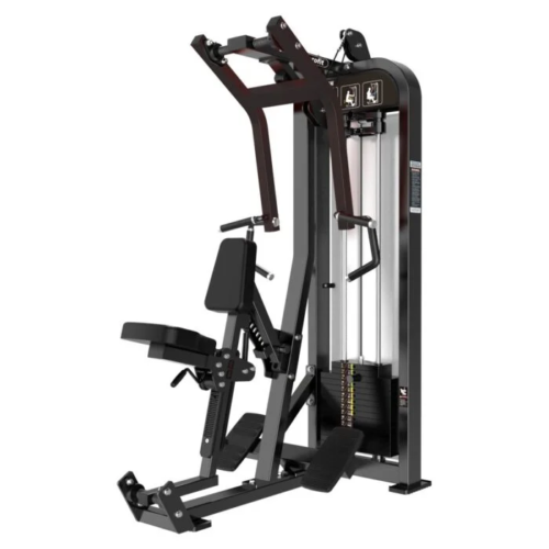 Aerofit assisted chin up and dip machine with selectorized weight stack, knee support pad, dual grip handles, and heavy-duty frame for commercial gym strength training