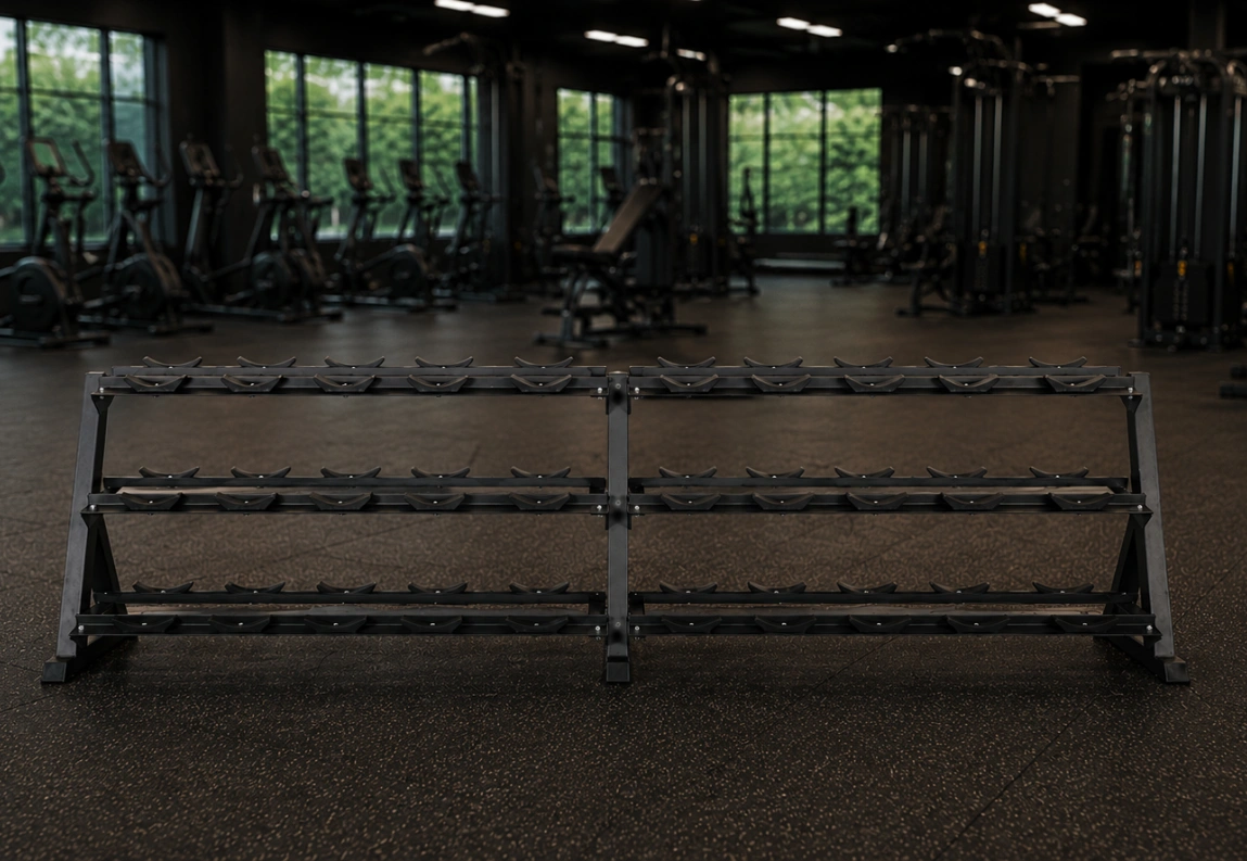 Commercial gym racks for organized equipment storage